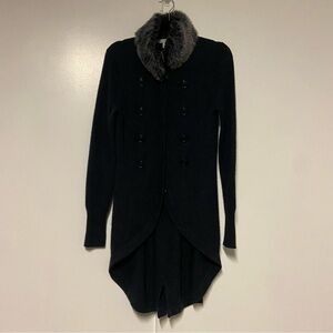 Autumn Cashmere 100% cashmere faux fur collar Gray Coat Size Medium